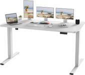 FLEXISPOT 160x80cm Electric Standing Desk Height Adjustable Desk Desktop Sit Stand Desk Stand Up Desk with Memory Smart Pannel (White Frame+ White Desktop)