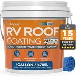 1 Gallon RV Roof Coating White with Brush, Towel, Solar Reflective Sealant for Easy Insulation & Leak Repair, Liquid Flexible Rubber Camper RV Roof Sealant for Metal Building, Trailer, Motorhome