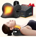 3s Heated Neck Stretcher for Neck Pain Relief, Graphene Heating Pad, Odorless Neck Cloud Cervical Traction Device Chiropractic Pillow for Neck and Shoulder, Gifts for Men, Women, Mom, Dad (Black)
