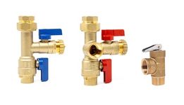 Libra Supply 3/4 inch Lead Free Tankless Water Heater Service Valve Kit with Pressure Relief Valve, FNPT x FNPT, 3/4'' Service Valve for Rheem, Rinnai, Ecosmart, Navien, Noritz, Takagi, Bosch