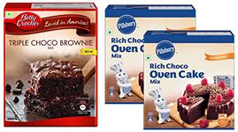 Pillsbury Oven Cake Mix- Moist Supreme Rich Choco - 285g x Pack of 2, 570g and Betty Crocker Cake Mix, Triple Chocolate Brownie 425 g