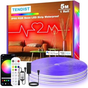 TENDIST 5M RGB Neon LED Strip Outdoor, IP68 Waterproof WiFi Flexible Neon Rope Light Alexa Compatible, 24V DIY Music Sync Silicone LED Neon Lamp for Bedroom, Party, Patio, Outdoor Decor