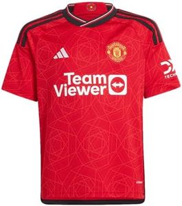 adidas boys Adidas Youth Soccer Manchester United 23/24 Home Jersey, Red, X-Large