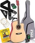 PYLE 41” Cutaway Acoustic Guitar- Full Size Dreadnought Natural Matte Finish Guitar, 6 Steel Strings w/Gig Bag, Tuner, Extra Strings, Picks, Strap, Capo, For Beginners, Adults, Kids- Right Handed