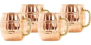 16-Ounce Solid Copper Barrel Mule Mug, Set of 4