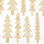 Marimekko Kuusikossa, White Gold Christmas Trees - IHR Lunch Paper Napkins 20 in Pack 3 ply 33 cm Square