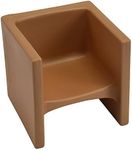 Children's Factory Cube Chair for Kids, Flexible Seating Classroom Furniture for Daycare/Playroom/Homeschool, Indoor/Outdoor Toddler Chair, Almond (CF910-015)