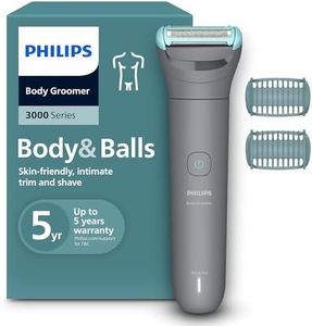 Philips Bodygroom 3000er-Serie – Herrentrimmer mit Dreifachschutz-Rasiersystem, trimmen und rasieren im Intimbereich, hautnah und besonders schonend, 100% duschfest, 80 Min. Laufzeit, BG3480/15