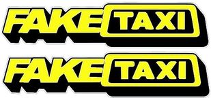 Fake Taxi Sticker Decal x Two Car Van Motorbike Funny Printed On To White Vinyl So Simply Peel Adn Stick.