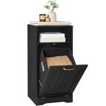 HOOBRO Laundry Cabinet, Tilt Out Laundry Hamper with Removable Basket and Open Shelving, Storage Cabinet, Space Saver, for Bathroom, Laundry Room, Bedroom, Small Space, Black BK40XY01