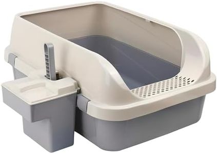 DIVCHI Cat Litter Tray Box, Litter Box, Plastic Cat Open Top Litter Tray with Scoop and Scoop Box Kitten Detachable Rim Easy Cleaning, 57.2 x 41.5 x 24.3cm (Grey)