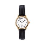 Timex Ladies Watch with White Dial and Black Leather Strap - T20433PF T20433PF Gold