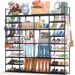 Finew Shoe Rack Organiser 9 Tiers 4 Row, Upgraded Metal Shoe Storage Shelf for 64-72 Pairs Shoe and Boots, Free Standing Large Shoe Stand for Entryway Closet Bedroom Cloakroom Hallway Garage