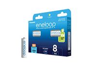 eneloop, AA/Mignon, Rechargeable Battery, Pack of 8, Capacity of 2000 mAh, Ready-to-Use Ni-MH Batteries, 2000 Recharge Cycles, Plastic Free Packaging, Standard, White