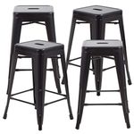 AONELAS FDW Metal Bar Stools Set of 4 Counter Height Barstool 24 Inches Industrial Bar Chairs Patio Stool Stackable Backless Stool Indoor Outdoor Metal Kitchen Stools Bar Chairs