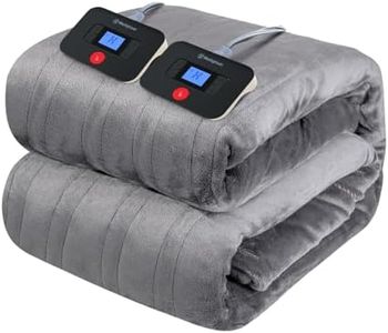 Westinghouse Electric Blanket King Size, Super Cozy Soft Flannel 100"" x 90"" Heated Blanket with 10 Fast Heating Levels & 1-12 Auto-Off, Machine Washable, ETL&FCC Certification, Light Grey