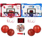 Mini Basketball Hoop Indoor Set, 2 Player Basketball Game with Electronic Scoreboard & 4 Ball, Basketball Toy Gifts for Kids Boys Girls Adults, Suit for Bedroom/Office/Outdoor/Pool