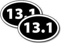 Magnet Me Up 13.1 Half Marathon Inverted Black Oval Magnet Decal, 4x6 Inches, Heavy Duty Automotive Magnet for Car Truck SUV, 2 Pack