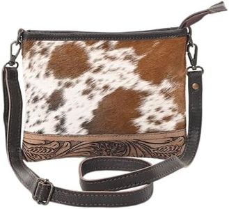 Merbaa Women Natural Cowhide Leather Hand Bag With Adjustable Detachable Strap Leather Massenger Handbang- Side Sling Bag, Brown, Medium (01027C)
