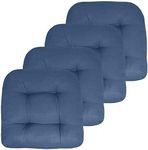 Sweet Home Collection Patio Cushions Outdoor Chair Pads Premium Comfortable Thick Fiber Fill Tufted 19" x 19" Seat Cover, 4 Count (Pack of 1), Blue