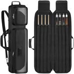 BELCKOS Pool Cue Case 4x4, Cue Stick Case, Pool Stick Case, Pool Cue Bag, Billiard Stick Carrying Case Bag with Multi-Pockets, Soft Padded Pool Stick Bag for 4 Butts and 5 Shafts, with Shoulder Strap