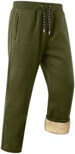 Gihuo Men's Winter Warm Fleece Pants Sherpa Fleece Lined Jogger Pants Sweatpant Athletic Running Straight Cuff Pants(Army-L)