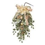 Baoblaze Christmas Teardrop Swag Wreath, Hanging Winter Door Swag, Artificial Garland Swag for Spring Summer Outdoor Indoor Party Holiday Decor