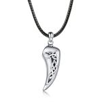 Celtic Wolf Tooth Cremation Necklace for Ashes - 925 Sterling Silver Wolf Urn Pendant Keepsake Memorial Jewelry for Women Men