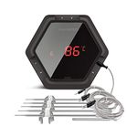 INKBIRD Meat Thermometer 150ft Bluetooth Wireless BBQ Thermometer 1000mAh Li-Battery Timer Alarm for Cooking Oven Grill Smoker Wireless Oven Thermometer (IBT-6XS BBQ Thermometer (BLACK)