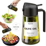 mqnxoi Oil Sprayer for Cooking, 2 in 1 Olive Oil Dispenser Bottle for Kitchen, 16oz/470ml Premium Glass, Food-grade Oil Mister for Air Fryer, Salad, Frying, BBQ (Black + Dark Green Bottle)