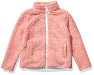 Amazon Essentials Little Girls' Full-Zip High-Pile Polar Fleece Jacket, Mauve, Small