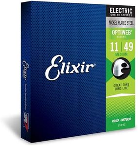 Elixir Strings, Electric Guitar Strings, Nickel Plated Steel with OPTIWEB Coating, Longest-Lasting Crisp Tone with Comfortable Feel, 6 String Set, Medium 11-49