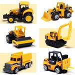 Oriate Construction 6PCS/set diecast car, including bulldozers, forklift, excavator & other educational indoor & outdoor toy cars, mini car models for boys and girls 3 years old birthday gifts