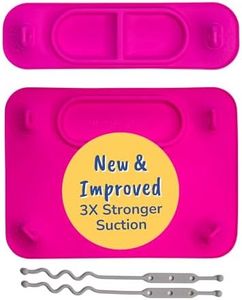 BUSY BABY Silicone Mat Bundle - 1 Original Mat Plus 1 Mini Mat, New Stronger Suction Cups, 6 Straps to Secure Baby Essentials and Keep Them Off The Floor, Baby Led Weaning, Travel Sleeve Included