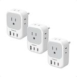 TESSAN 3 Pack European Travel Plug Adapter, US to Europe Power Adapter with 4 AC Outlets and 3 USB, Type C Charger Adaptor Converter for USA to EU Italy France Spain Iceland Greece Germany Paris
