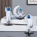 Street27® 3pcs Astronaut Figurine Mirror Spaceman Ornament, Home, Office, Desktop Decoration Bookshelves Outer Space Room Décor Astronaut Statues Sculpture (Blue),