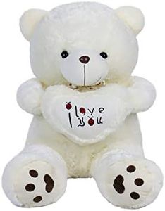 VERCART Grand Nounours Ours Souriant en Peluche XXL Teddy Bear Jouet Oursons avec Cœur Douce Cadeaux de Noël pour Bébé Enfant Ado Fille Garçon Blanc 70cm