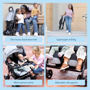 Graco DuoRider Double Pushchair – Lightweight, Steeple Gray, Birth to 3 Years