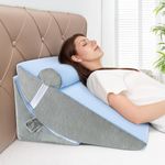 Babenest Orthopedic Bed Wedge Pillow, 3PCS Triangle Wedge Pillows Set with Headrest for Leg Elevation, After Surgery, Acid Reflux, Back Support, Adjustable Incline Cushion with Washable Cover (Blue)