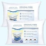 Mediflow Fibre Water Pillow - Adjustable Pillow for Neck Pain Relief, Pillow for Side, Back, and Stomach Sleepers, The Original Inventor of The Water Pillow, Clinically Proven Bed Pillow (2 Pillows)