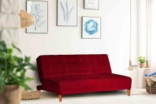 Seventh Heaven Florida (72"X44"X16") 4 Seater Wooden Sofa Cum Bed | Sofa Bed | Sofa cuma Bed | Convertible Sofa to Bed | Sofa for Living Room (Chenille Molfino- Maroon)