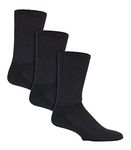 iomi - 3 Pairs of Extra Wide Diabetic Socks for Swollen Legs in 2 Colours and 4 Sizes (12-14 UK, Black)