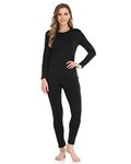 WEERTI Thermal Underwear for Women Long Johns with Fleece Lined, Base Layer Women Cold Weather Top Bottom, Black, Medium