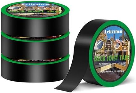 Felizshop Deck Joist Tape, 1-5/8" x 50' Deck Butyl Tape,Deck Joist Tape, Waterproof Joist Tape, Weather Resistance Flashing Tape for Repairing Seal Protect Beams and Wood Decks (4 Rolls)