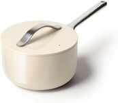 Caraway Nonstick Ceramic Sauce Pan with Lid (3 qt) - Non Toxic, PTFE & PFOA Free - Oven Safe & Compatible with All Stovetops (Gas, Electric & Induction) - Cream