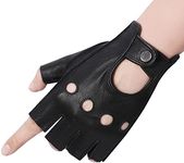 Meetoget Driving Gloves for Men Deerskin Leather Fingerless Unlined Gloves CAM03, Black, Size Medium