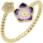 Sylph Gold Flower Open Ring for Women Adjustable Rings Lotus Flower Staetement Wedding Ring Minimal Purple Flower