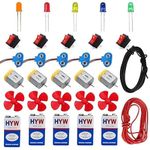 SP Electron COMBO of 5 Propeller, 5 DC Motor, 5 Battery Clip 5 SPST Switch, 5 Multi Color LED, Five 9V Batteries and Two Meter Wire Red & Black For DIY Projects