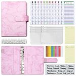 KASTLO A6 PU Leather 51pcs Budget Binder Notebook - Money Saving Wallet with Plastic Money Wallet Organiser, Label Sticker, Ruler - Budget Planner & Cash Envelopes for Cash Stuffing Wallet UK - Pink