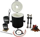 LSMIITTH 16KG Propane Melting Furnace Kit Dual Burners, with 2 Graphite Crucibles (16KG&6KG), Ingot Mold (2KG), and other Smelting Casting Tools, Home Foundry Furnace for Melting Metal Gold, Silver, Copper